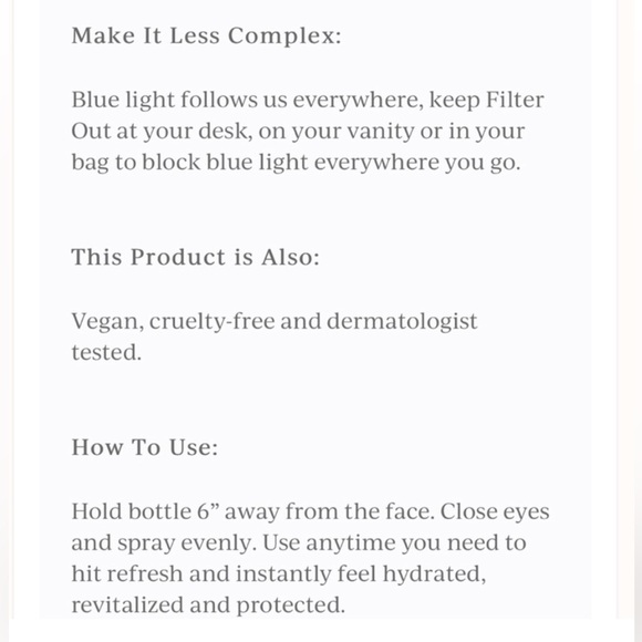 Complex Culture Filter Out Daily Blue Light Defense Mist NEW without box! 100mL - Picture 5 of 10